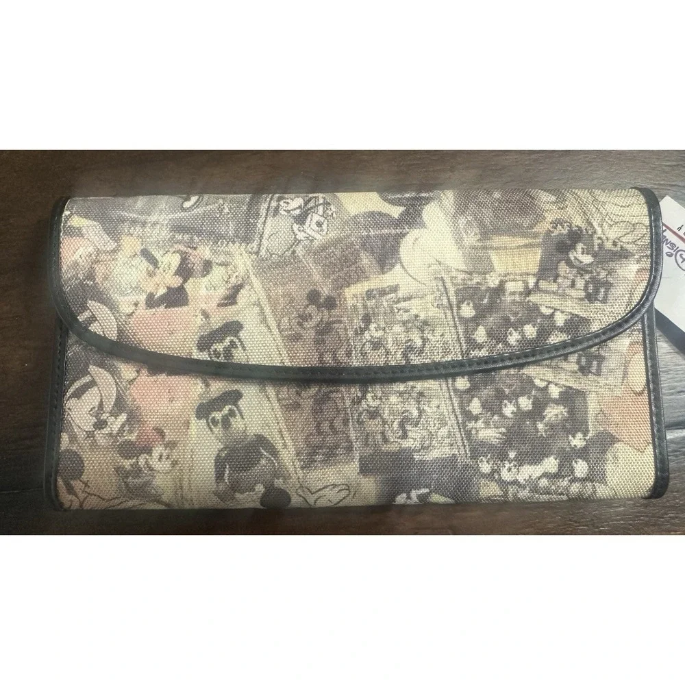 Vintage Walt Disney Gallery Mickey Mouse Collage Wallet & Key Case Retro Set NWT